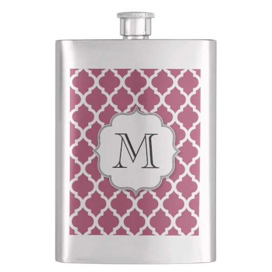 Sangria Moroccan Tile met monogram Heupfles (Voorkant)