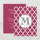 Sangria Moroccan Tile met monogram Kaart (Voorkant / Achterkant)