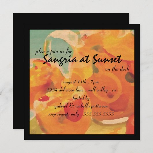 Sangria op zonsondergang op uitnodiging van de Dec (Voorkant / Achterkant)