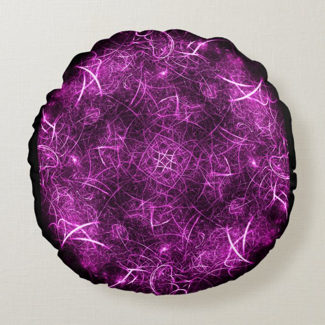 Sangria/Paars fractal Accent Pillow Rond Kussen (Voorkant)