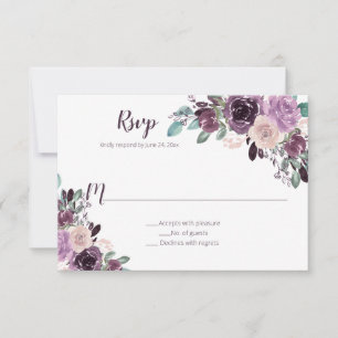 Sangria Paarse Bloemen   RSVP Kaartje