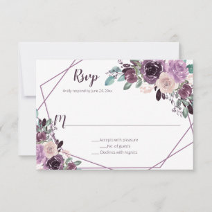 Sangria Paarse Bloemige Geometrisch   RSVP Kaartje
