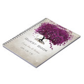 Sangria Paarse Romantic Heart Leaf Wedding Notitieboek (Linkerzijde)