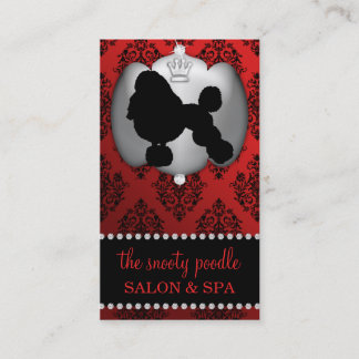 Sangria Red Jeweled Damask Dog Grooming/Spa Visitekaartje