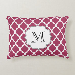 Sangria Red Moroccan Tegel met monogram Decoratief Kussen