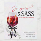 Sangria & Sass, Parels, Strikken Wijn Etiket (Enkel label)