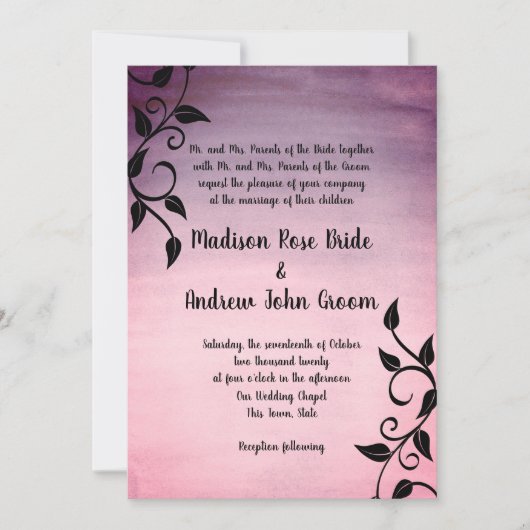 Sangria Storm Barok Vine Wedding Kaart (Voorkant)