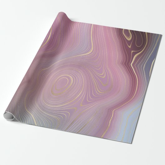 Sangria Strata | Moody roze en Paarse Luxe Agate Cadeaupapier (Uitgerold)