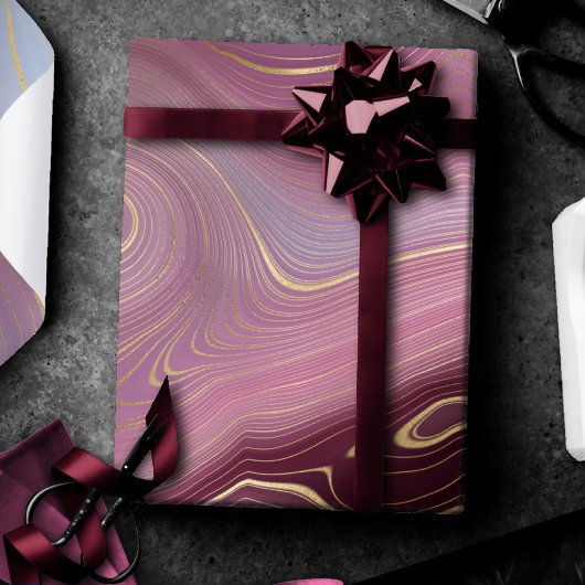 Sangria Strata | Moody roze en Paarse Luxe Agate Cadeaupapier