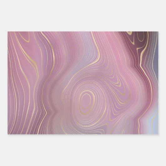 Sangria Strata | Moody roze en Paarse Luxe Agate Inpakpapier Vel (Voorkant)