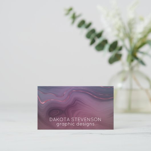Sangria Strata | Moody roze en Paarse Luxe Agate Visitekaartje (Staand voorkant)