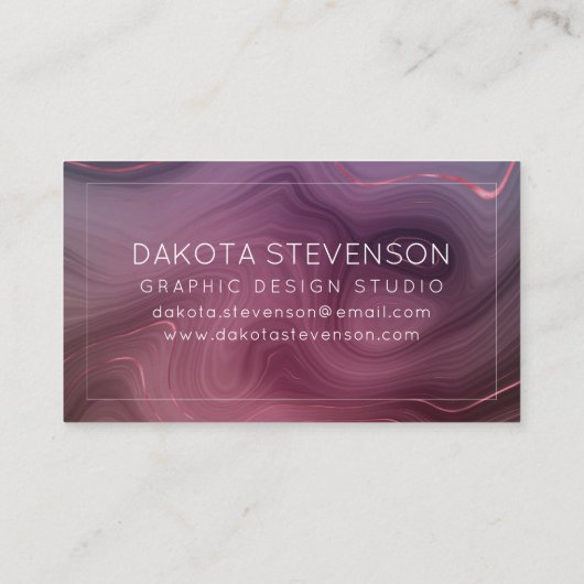 Sangria Strata | Moody roze en Paarse Luxe Agate Visitekaartje (Achterkant)