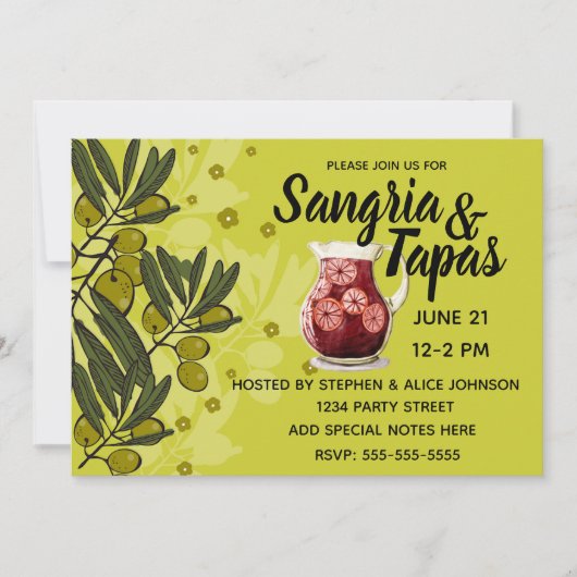 Sangria & Tapas Partij Kaart (Voorkant)