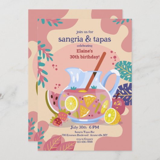 Sangria Time uitnodiging (Voorkant / Achterkant)