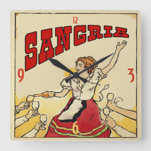Sangria Wine  Style Vierkante Klok