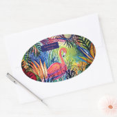 Sanibel Island Flamingo Art Ovale Sticker (Envelop)