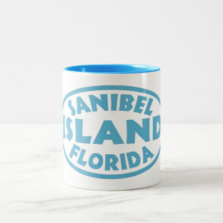 Sanibel Island Florida blauwe oval Tweekleurige Koffiemok