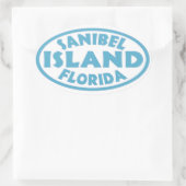 Sanibel Island Florida bleu ovale autocollants (Sac)