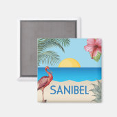 Sanibel Island Florida illustratie Magneet (Voorkant / Achterkant)