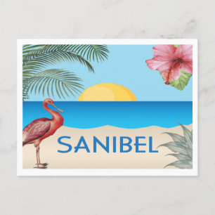 Sanibel Island Florida illustratie met Spoonbill Briefkaart