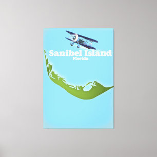 Sanibel Island Florida-kaart Canvas Afdruk