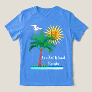 Sanibel Island Florida Palm Tree en Sunshine Tri-Blend Shirt