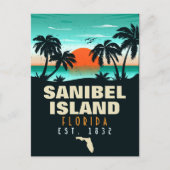 Sanibel Island Florida Retro Sunset Souvenirs Briefkaart (Voorkant)