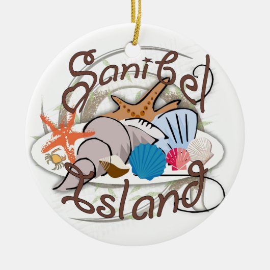 Sanibel Island Florida seashell-ontwerp Keramisch Ornament (Voorkant)