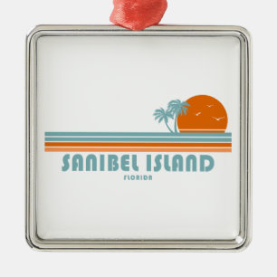 Sanibel Island Florida Sun Palm Trees Metalen Ornament