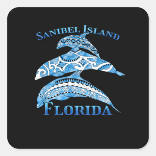 Sanibel Island Florida Vacation Tribal Dolphins Vierkante Sticker