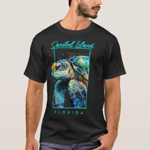 Sanibel Island Florida Waterverf Zee Turtle Port T-shirt
