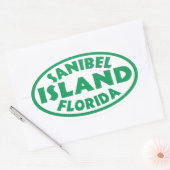 Sanibel Island Floride autocollants ovales verts (Enveloppe)