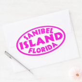 Sanibel Island Floride autocollants rose ovale (Enveloppe)