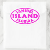 Sanibel Island Floride autocollants rose ovale (Sac)