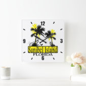 Sanibel Island Floride palmiers horloge murale (Maison)
