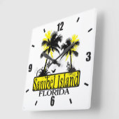 Sanibel Island Floride palmiers horloge murale (Angle)