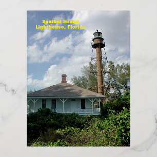 Sanibel Island Lighthouse Fl. Folie Feestdagen Briefkaart
