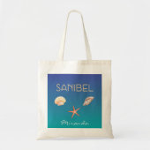 Sanibel met seizoenshellen en aangepaste naam tote bag (Voorkant)