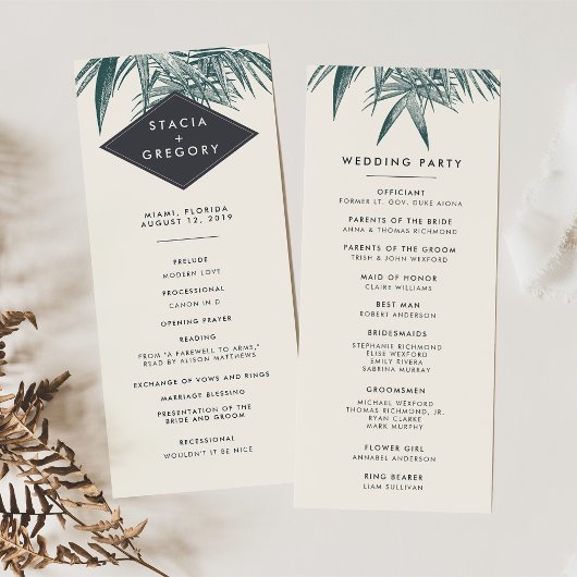 Sanibel | Programme Vintage de mariage tropical