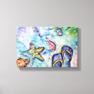 Sanibel Sandals Florida Waterverf kunst Canvas Afdruk