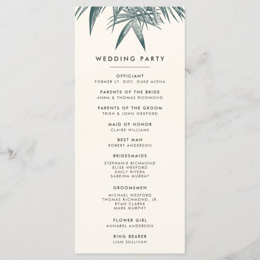 Sanibel |  Tropical Wedding Program Programma (Achterkant)