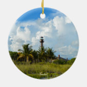 Sanibel vuurtoren kerstversiering keramisch ornament (Achterkant)