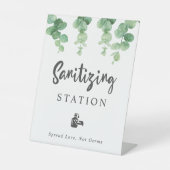 Sanitiseringsstation Eucalyptus Weddenschap Botani Reclamebord Met Voetstuk (Voorkant)