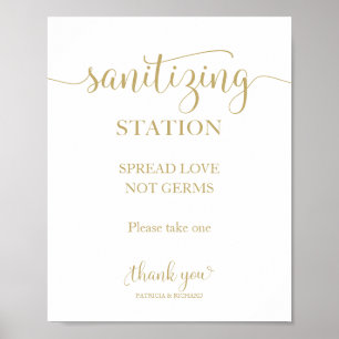 Sanitivering station Spread Love Not Germs Sign Poster