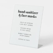 Sanitizer- en gezichtmaskers | Modern Retro Weddin Reclamebord Met Voetstuk (Voorkant)