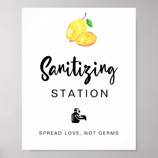 Sanitizing Station Citroen Bruiloft Bruidsfeest Poster (Voorkant)