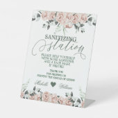 Sanitizing Station Roos Eucalyptus Bruiloft Reclamebord Met Voetstuk (Voorkant)