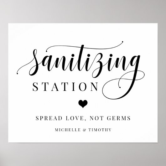 Sanitizing Station Spread Love Not Germs Wedding Poster (Voorkant)