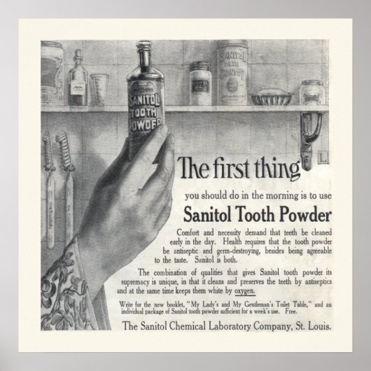 Sanitol Tooth Powder Ad vanaf 1906 Poster (Voorkant)