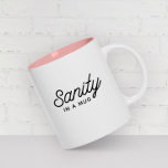 SANITY dans une tasse Stylish Modern Typographie C<br><div class="desc">Vous avez besoin d'un peu de bon sens dans votre vie ? Ne cherchez pas plus loin que notre Zazzle Mug à deux tondes avec le design typographique "la santé mentale dans une tasse"! 😌 ☕️ Cette tasse est l'ultime source de confort, vous donnant un moment de paix et de...</div>